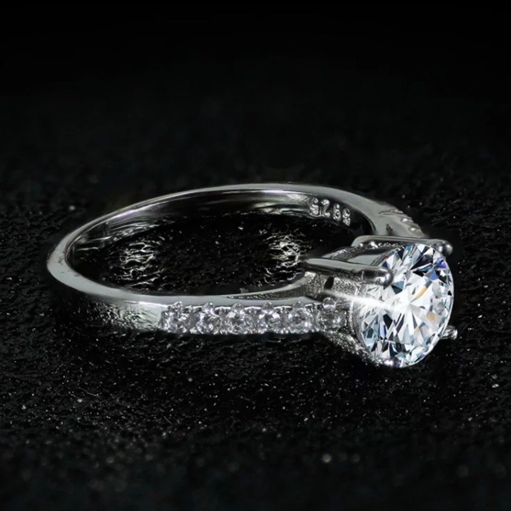 NEW 925 STERLING SILVER DIAMOND ENGAGEMENT RING - Picture 5 of 6